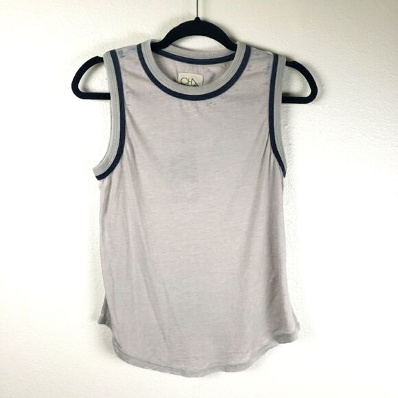 Chaser NWT Women's Simple Basic Doubled Hemmed Grey Tank Top Size Medium - Picture 1 of 8